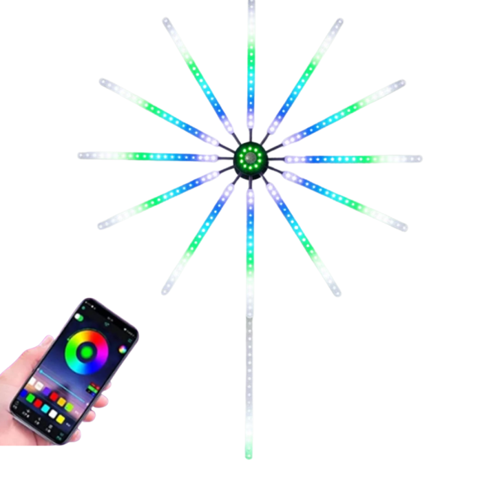 Akıllı RGB LED Havai Fişek Duvar Lambası Kumandalı ve Uygulama Kontrollü