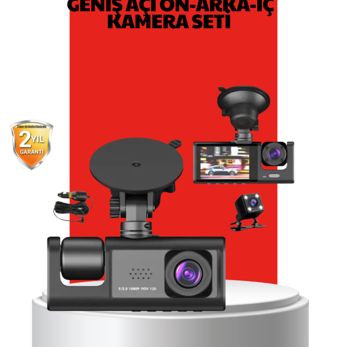 170° Geniş Açı Ön-Arka-İç Kamera Seti – Tam Kapsamlı Araç Güvenliği