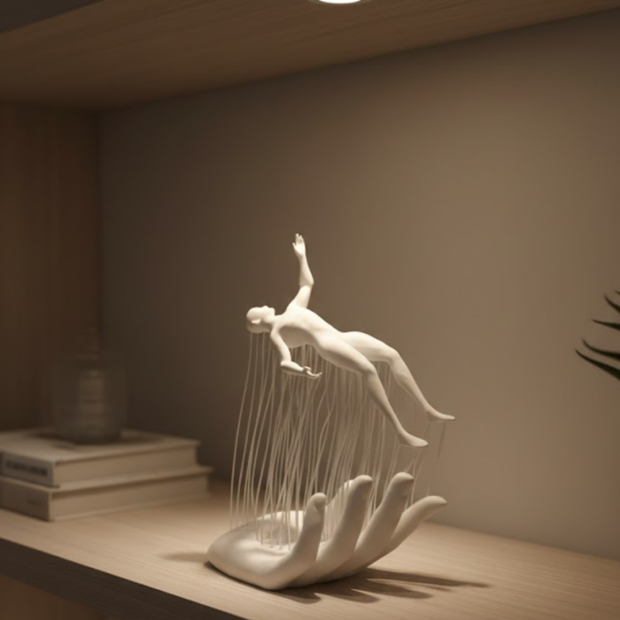 3D El Üzerinde İnsan Figürü Beyaz Minimal Masa Üstü Dekor