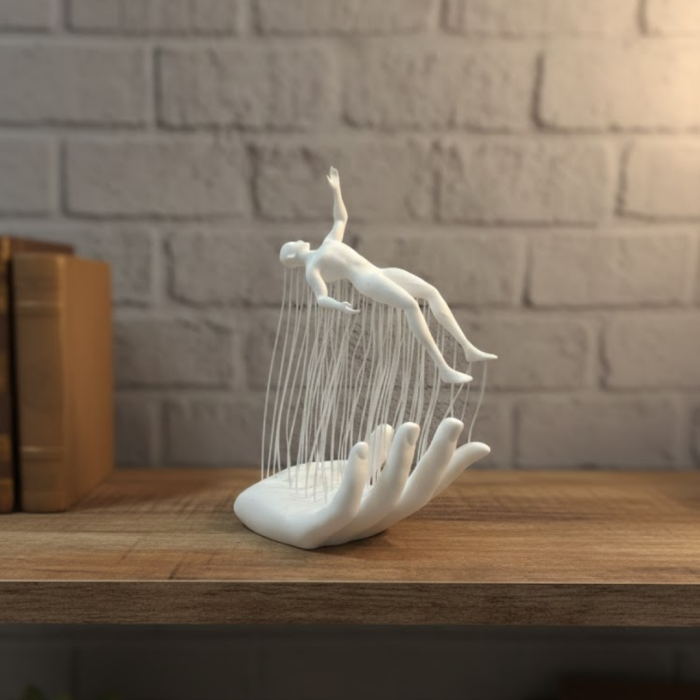 3D El Formlu İnsan Figürü Beyaz Modern Ev ve Ofis Dekoru