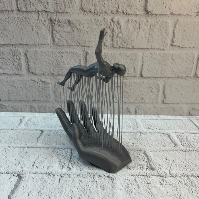 3D El İnsan Figürü Gri Soyut Modern Dekoratif Biblo