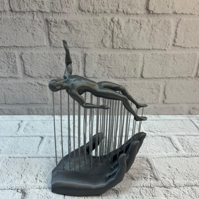 3D El İnsan Figürü Gri Soyut Modern Dekoratif Biblo