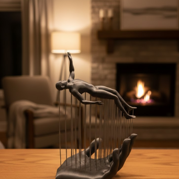 3D El İnsan Figürü Gri Modern Ev ve Ofis Dekoru