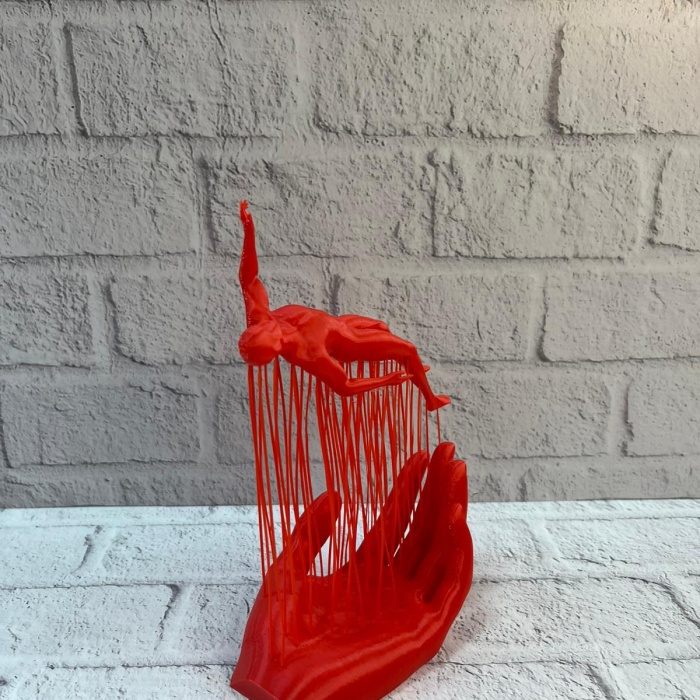 3D El Formlu İnsan Figürü Kırmızı Modern Soyut Dekoratif Biblo 12x18 cm