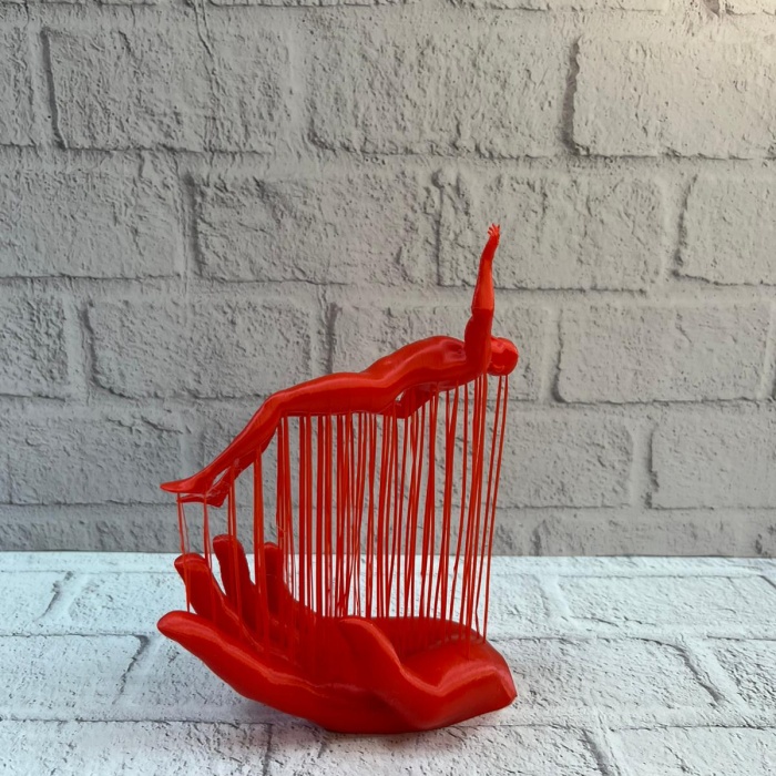 3D El Formlu İnsan Figürü Kırmızı Soyut Tasarım Dekoratif Biblo 12x18 cm