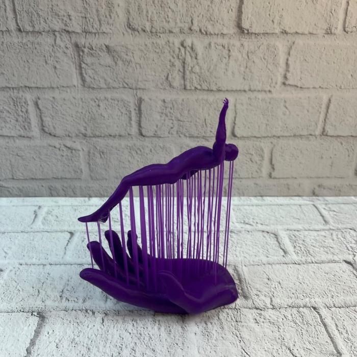 3D El İnsan Figürü Mor Modern Sanatsal Dekoratif Biblo 12x18 cm