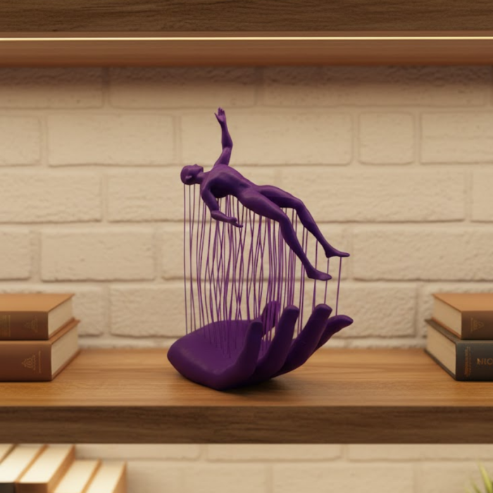 3D El Formlu İnsan Figürü Mor Özgün Sanat Biblosu 12x18 cm