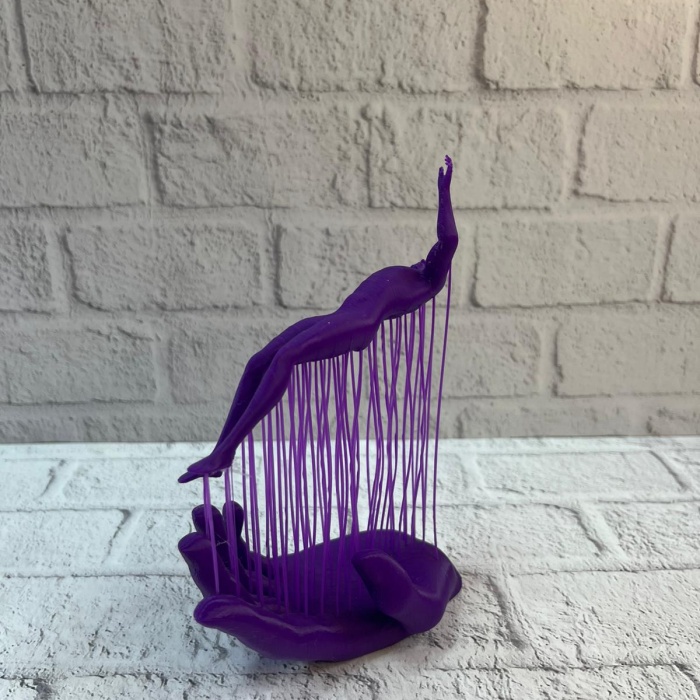 3D El Formlu İnsan Figürü Mor Özgün Sanat Biblosu 12x18 cm