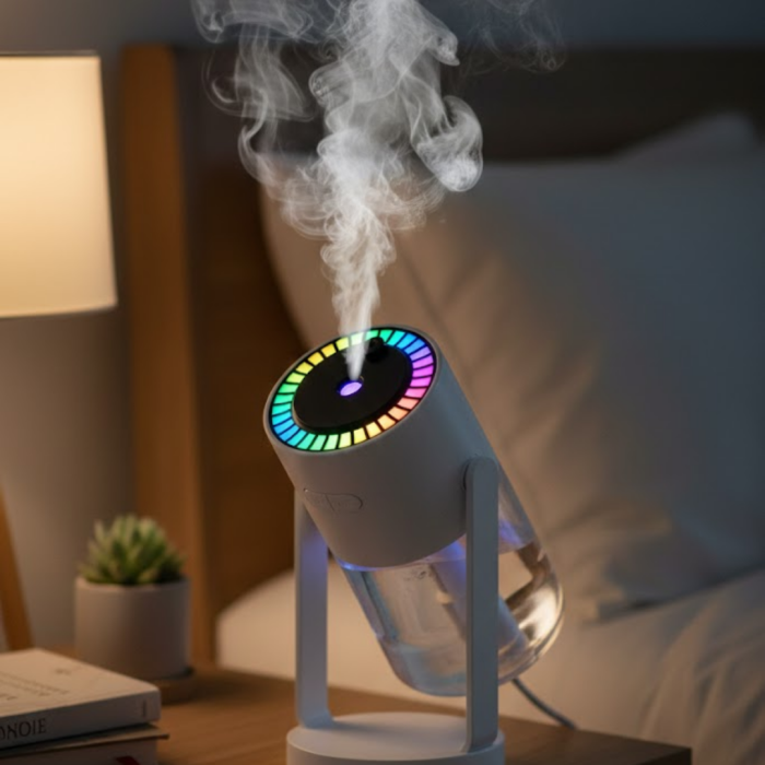 Ultrasonik Hava Nemlendirici Renkli Işık ve Manuel Püskürtme Ayarı