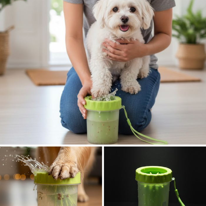 Taşınabilir Köpek Ayak Temizleme Aparatı Silikon Fırçalı