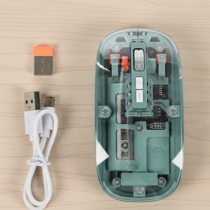 Şeffaf Tasarımlı Bluetooth Kablosuz Mouse Pilli Kullanım