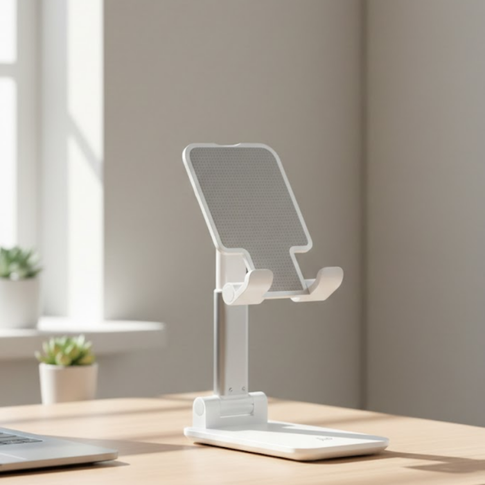 Ayarlanabilir Ergonomik Katlanabilir Masaüstü Telefon Tutucu Beyaz