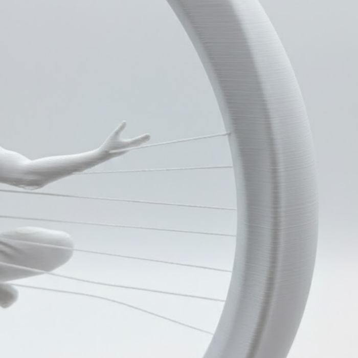 3D Zen Heykeli Beyaz Ay İçinde Meditasyon Figürü Dekoratif Obje