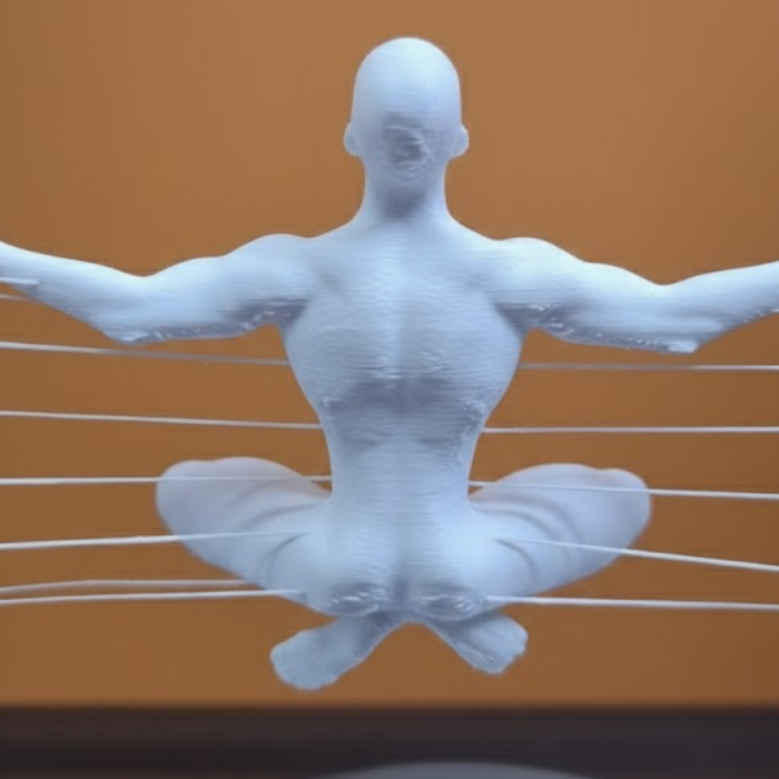 3D Zen Heykeli Beyaz Ay İçinde Meditasyon Figürü Dekoratif Obje