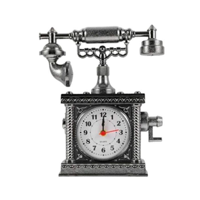 Nostaljik Telefon Tasarımlı Masa Saati Yüksek Sesli Alarm
