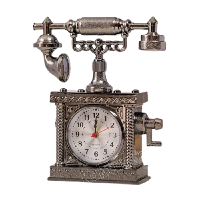 Nostaljik Telefon Tasarımlı Masa Saati Yüksek Sesli Alarm
