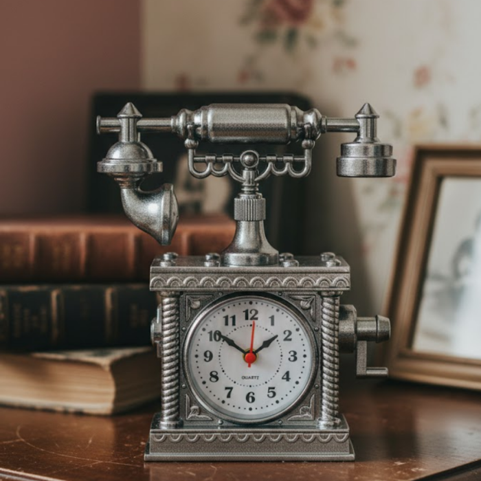 Dekoratif Retro Telefon Masa Saati Çalar Saat Özellikli