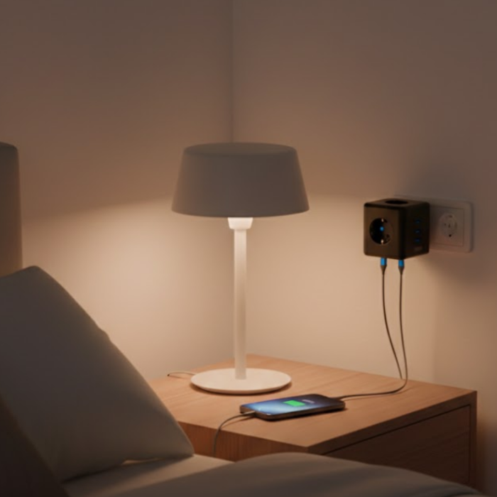 Akım Korumalı Priz Çoklu USB Girişli Güvenli Enerji Yönetimi