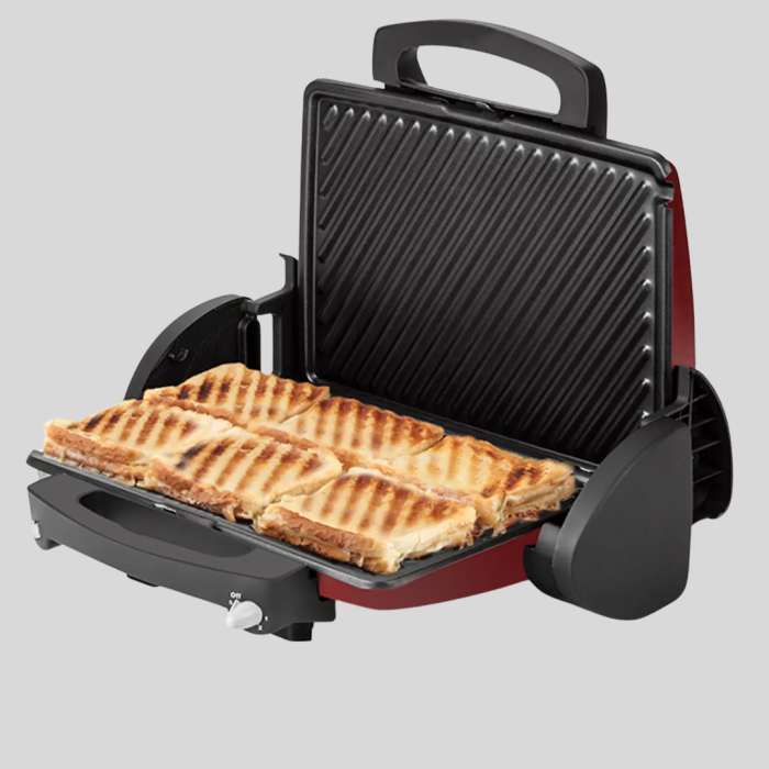 Tost Makinesi Kırmızı Döküm Plaka 6+ Dilim Çok Kapasiteli Izgara