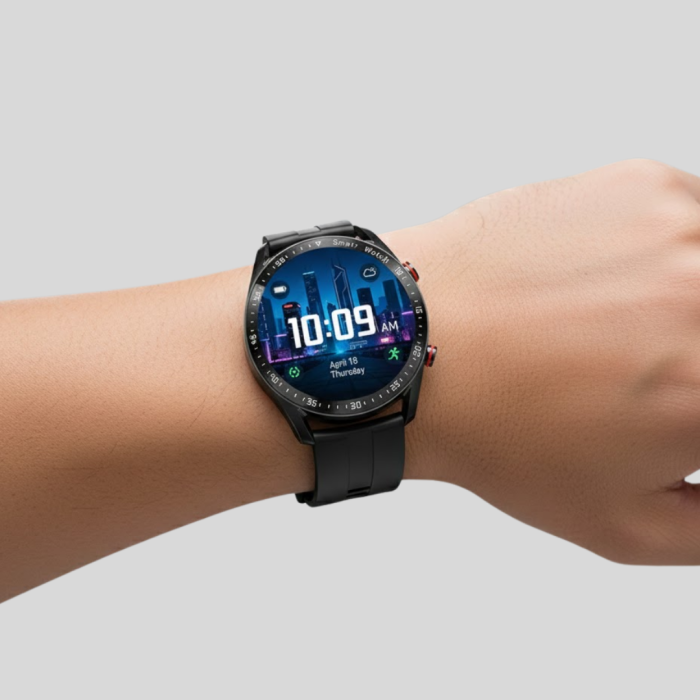 Akıllı Saat Titanyum Kasa Yuvarlak Ekran Alarm Uyku ve Sağlık Takibi Titreşimli