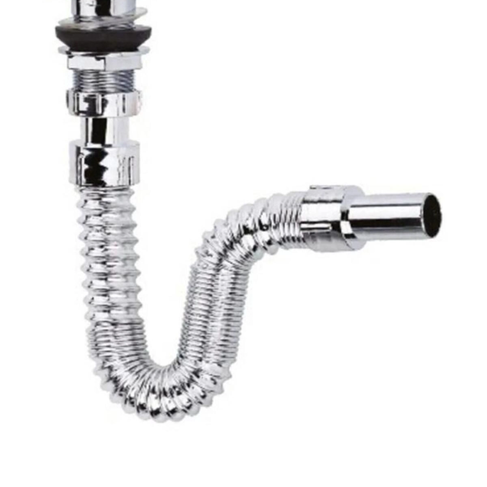 Krom Basmalı Sifon -körüklü Sifon Bas Stoplu Lavabo Mutfak Sifonu-paslanmaz