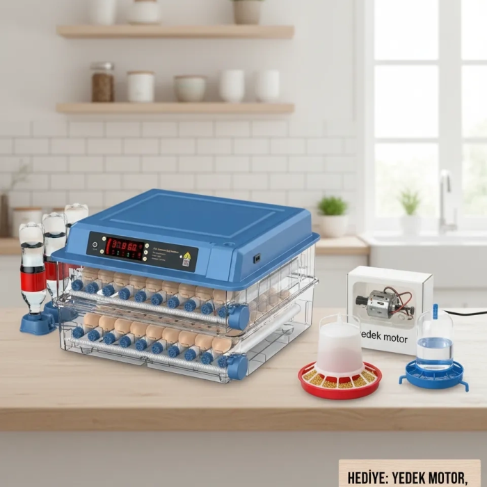 Tam Otomatik 120 Yumurta Kapasiteli Kuluçka Makinesi - Civciv Kaz Hindi Ördek İçin Wifi Kameralı Yedek Motorlu Set