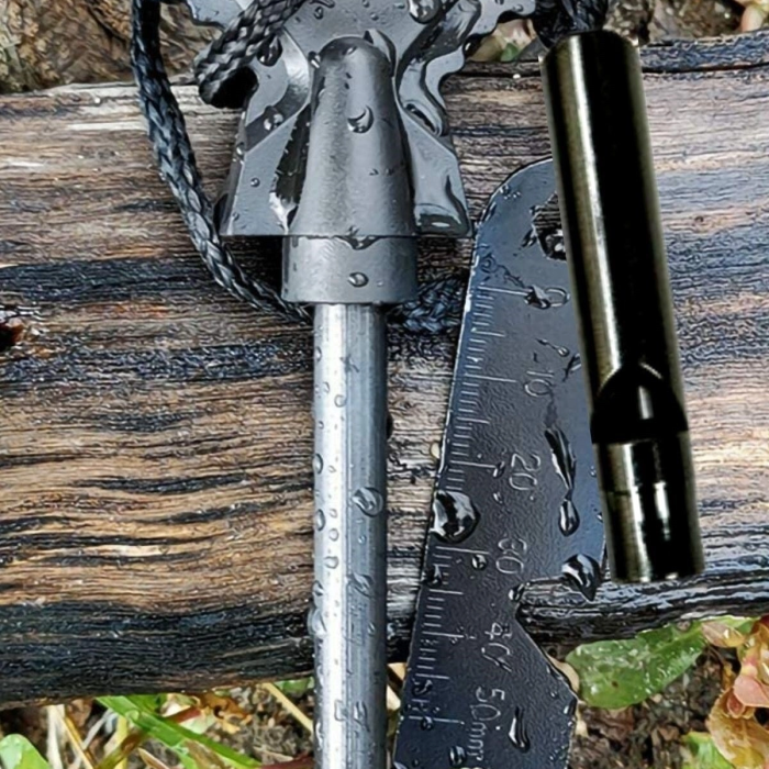 Acil Durum Magnezyum Çubuk Çakmaktaşı Hayatta Kalma Ateş Başlatıcı Çakmak Kiti Düdük Hediyeli