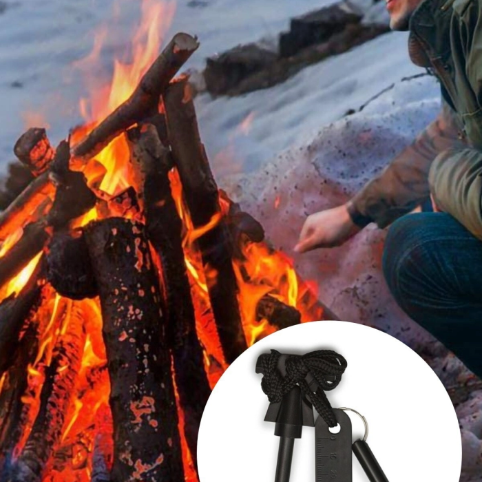 Acil Durum Magnezyum Çubuk Çakmaktaşı Hayatta Kalma Ateş Başlatıcı Çakmak Kiti Düdük Hediyeli