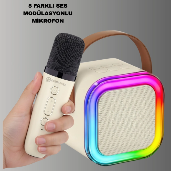 Bluetooth Karaoke Mikrofon Ve Hoparlör Seti Taşınabilir