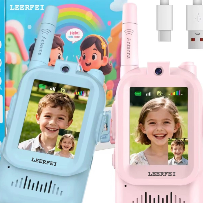 Çocuklar Için Görüntülü Telsiz Konuşma Özellıklı El Telsizi Şarj Edılebılır 50 Mt Menzil Wifi Gerektirmez