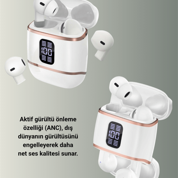 Dijital Göstergeli Bluetooth Kulakiçi Kulaklık – 4’lü Paket, Gürültü Engellemeli
