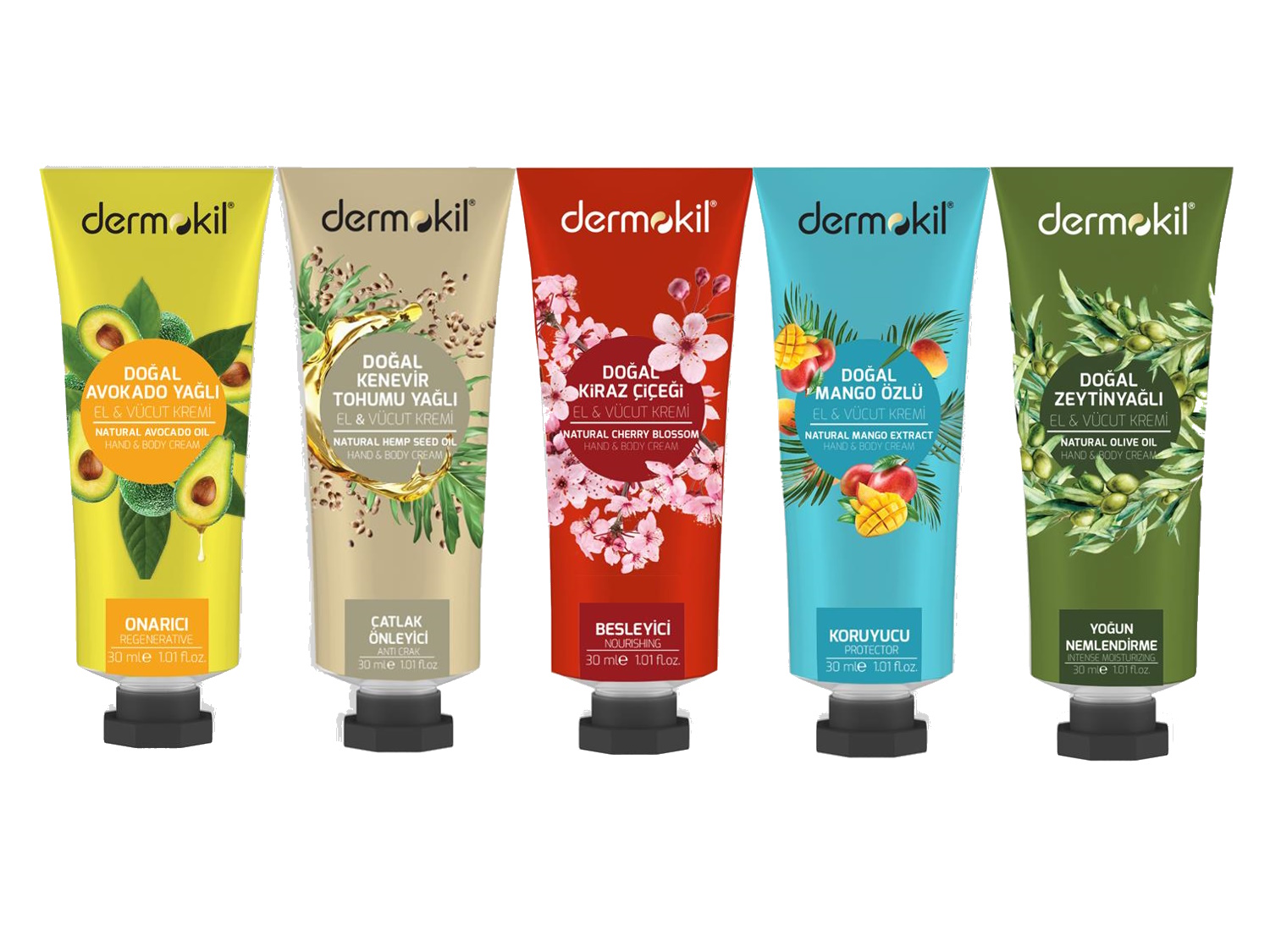 DERMOKİL 5 li El ve Vücut Kremi Seti (30 ml x 5 adet)