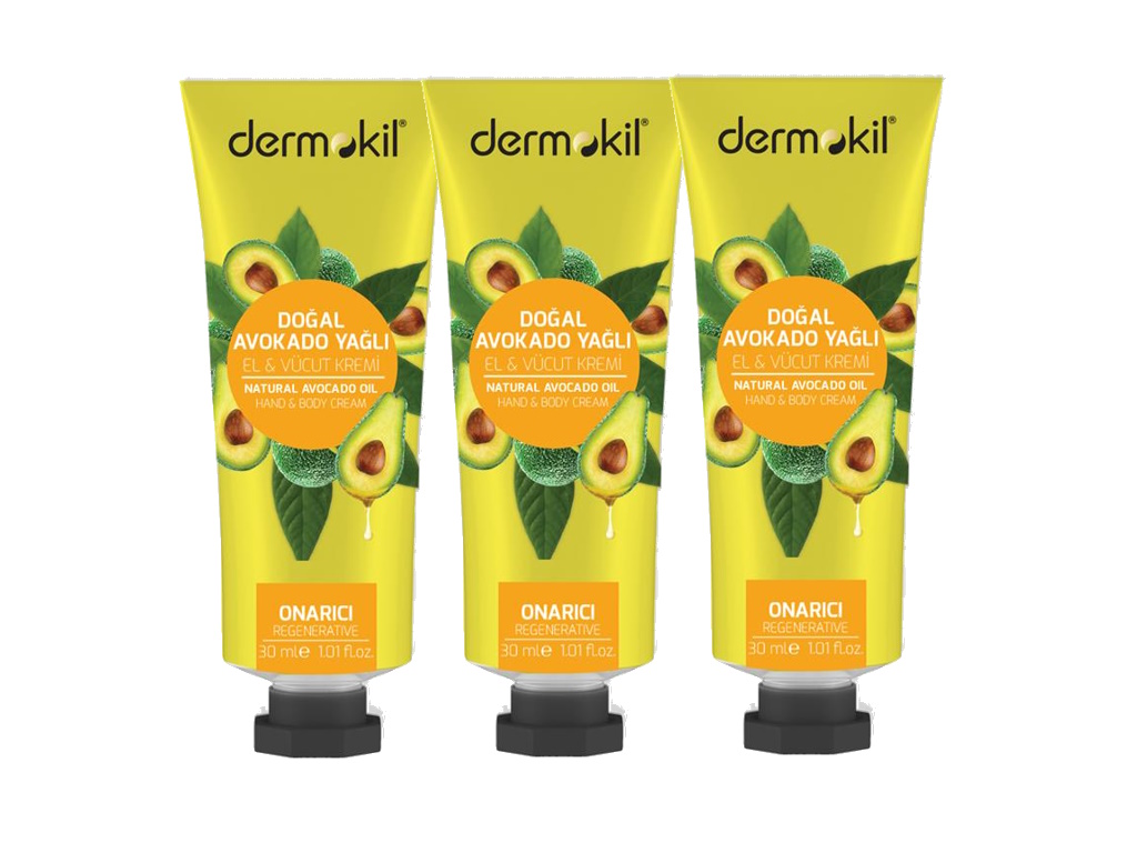 DERMOKİL 3 lü Avokado Yağlı El ve Vücut Kremi (30 ml x 3 adet)
