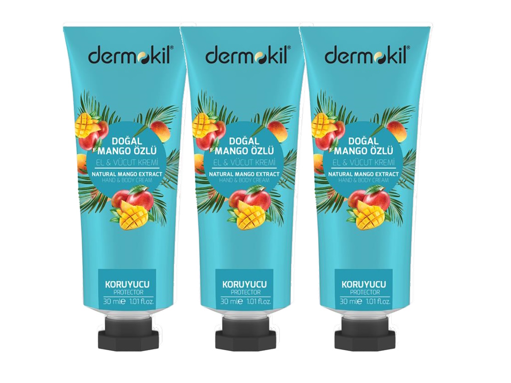DERMOKİL 3 lü Mango Özlü El ve Vücut Kremi (30 ml x 3 adet)