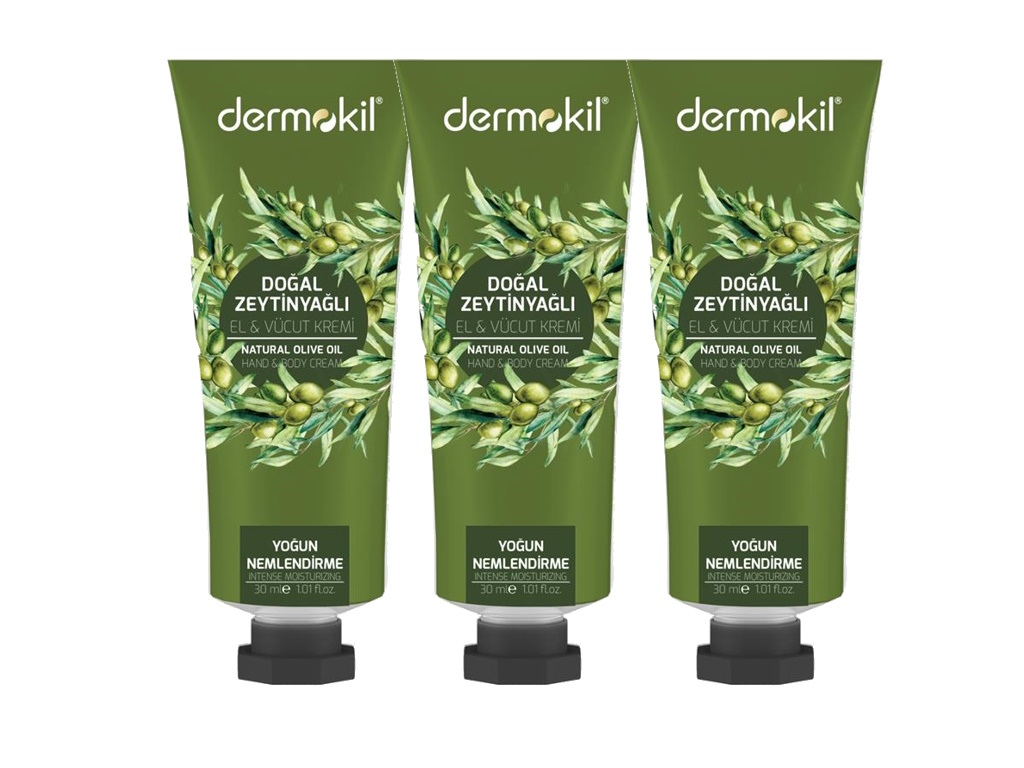 DERMOKİL 3 lü Zeytinyağlı El ve Vücut Kremi (30 ml x 3 adet)