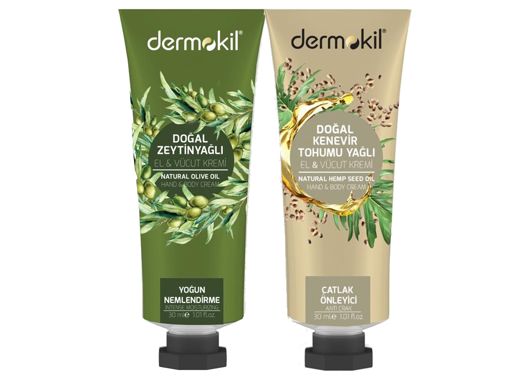 DERMOKİL Zeytinyağlı + Kenevir Tohumu Yağlı El ve Vücut Kremi 30 ml