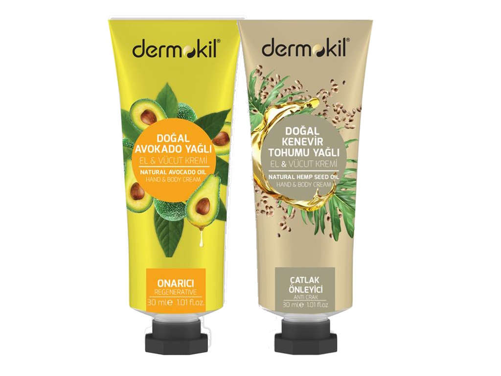 DERMOKİL Avokado Yağlı + Kenevir Tohumu Yağlı El ve Vücut Kremi 30 ml