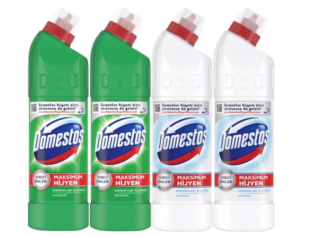Domestos Çamaşır Suyu Dağ Esintisi + Kar Beyazı (750 ml x 4 adet)