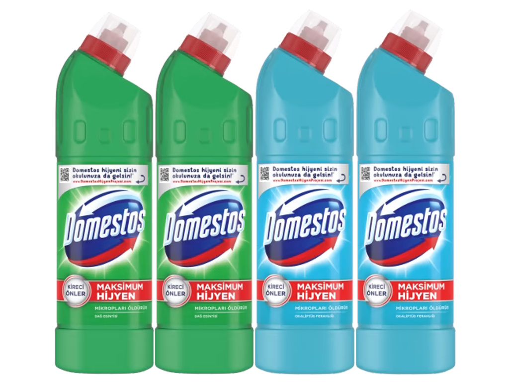 Domestos Çamaşır Suyu Dağ Esintisi + Okaliptüs Ferahlığı (750 ml x 4 adet)