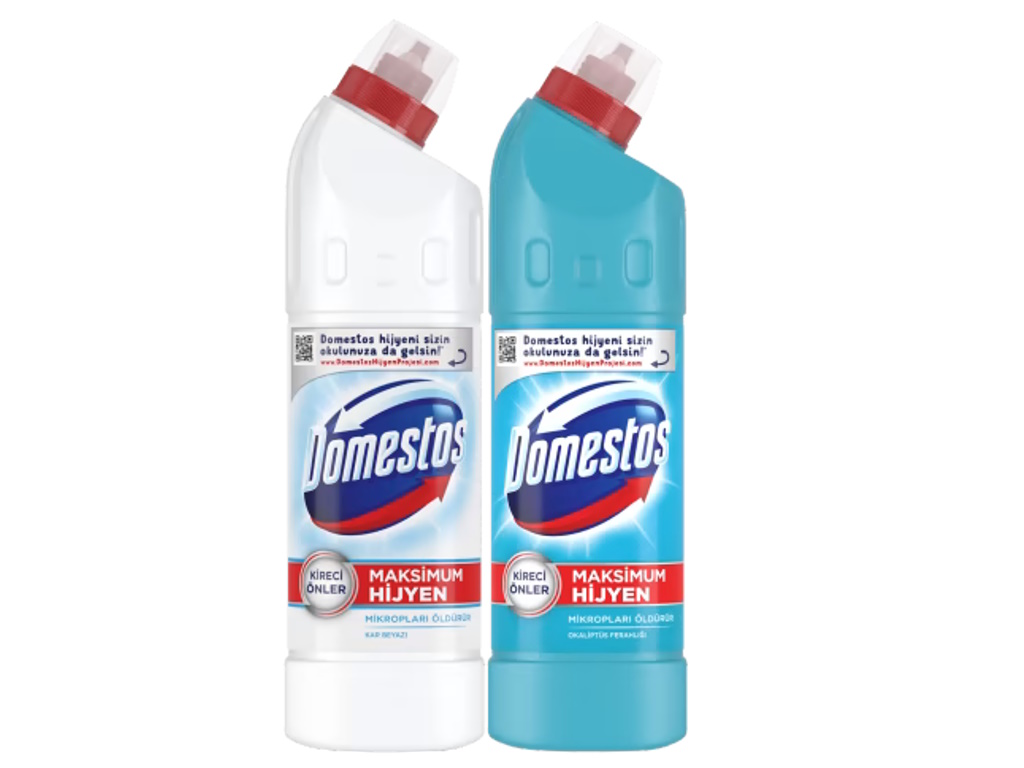 Domestos Çamaşır Suyu Kar Beyazı + Okaliptüs Ferahlığı (750 ml x 2 adet)