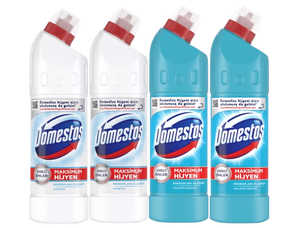 Domestos Çamaşır Suyu Kar Beyazı + Okaliptüs Ferahlığı (750 ml x 4 adet)