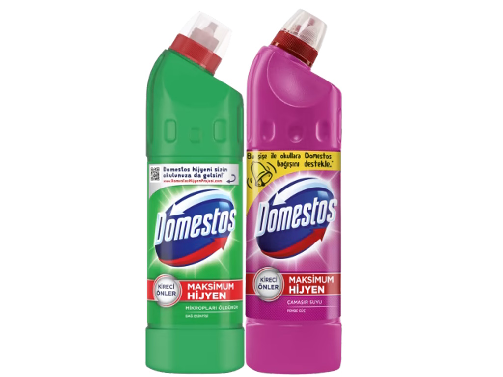Domestos Çamaşır Suyu 750 ml Pembe Güç + Dağ Esintisi (750 ml x 2 adet)