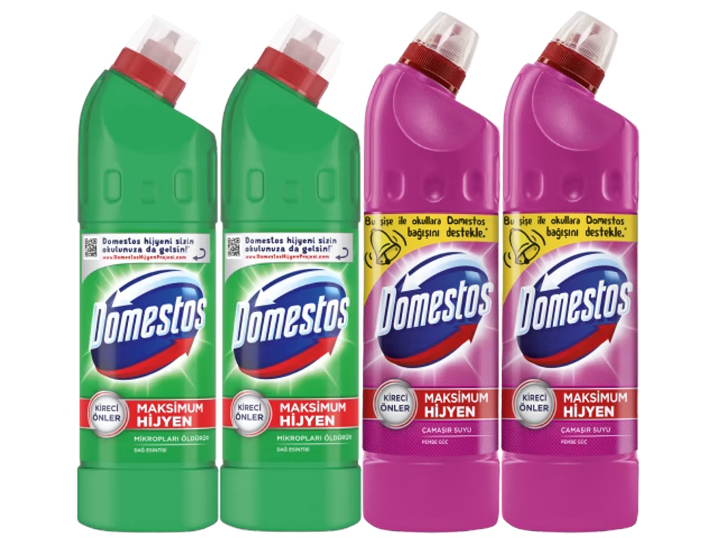 Domestos Çamaşır Suyu 750 ml Pembe Güç + Dağ Esintisi (750 ml x 4 adet)