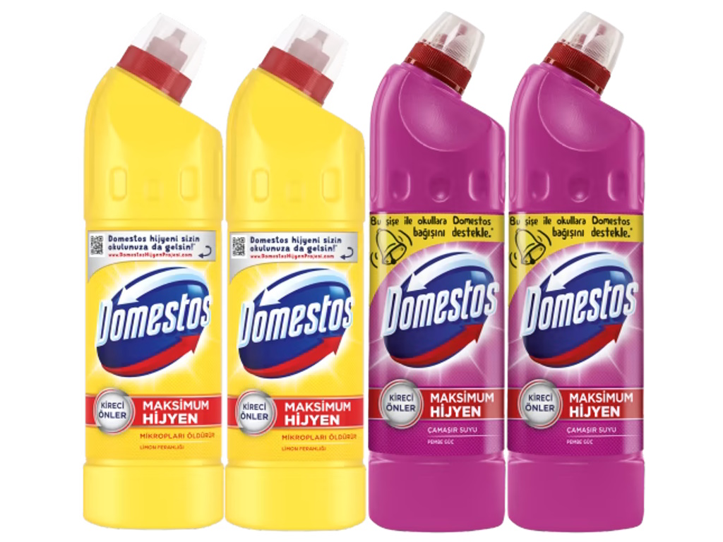 Domestos Çamaşır Suyu 750 ml Pembe Güç + Limon Ferahlığı (750 ml x 4 adet)