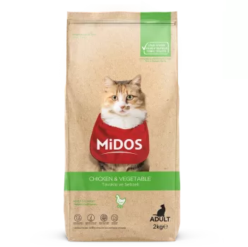 MİDOS Tavuklu ve Sebzeli (Tüy Yum. Önl.) Yetişkin Kedi 2 kg
