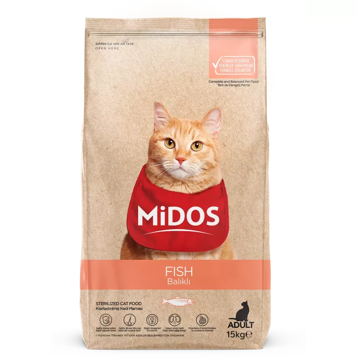 MİDOS Balıklı ve Pirinçli Kısırlaştırılmış Yetişkin Kedi 15kg