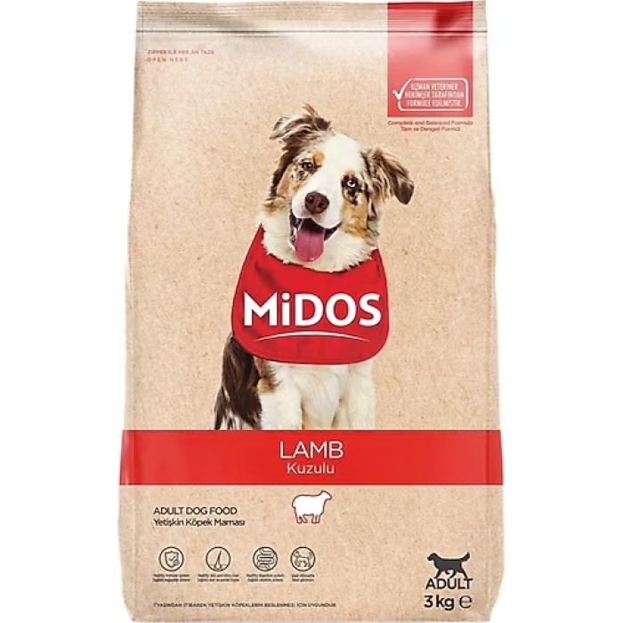 MİDOS Kuzu Etli ve Pirinçli Yetişkin Köpek 3kg
