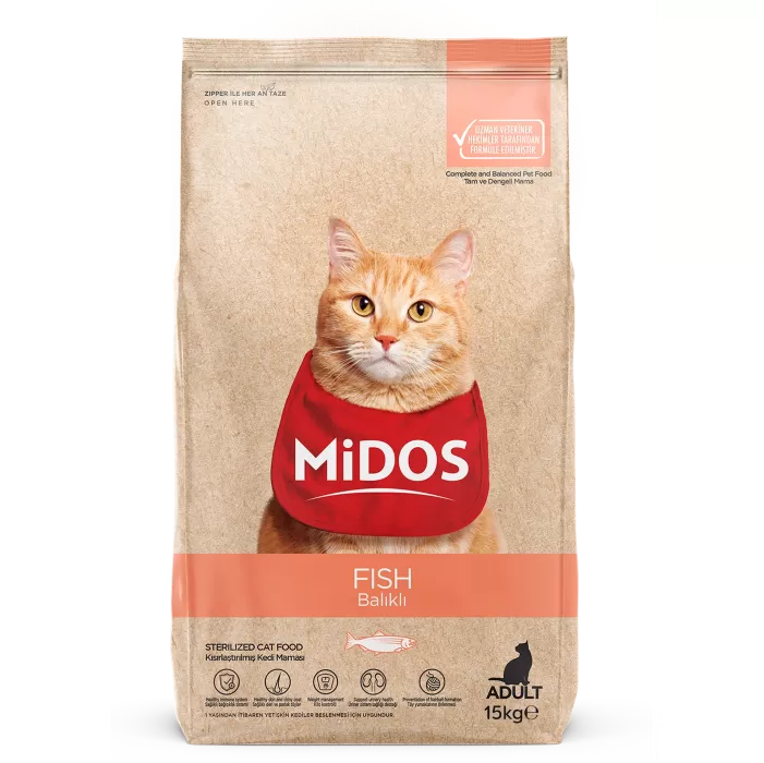 MİDOS Balıklı ve Pirinçli Kısırlaştırılmış Yetişkin Kedi 15kg