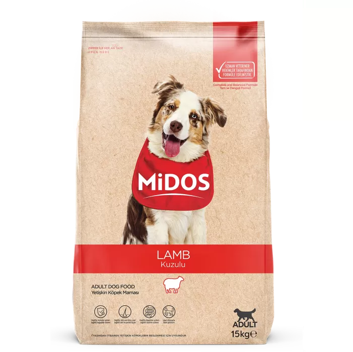 MİDOS Kuzu Etli ve Pirinçli Yetişkin Köpek 15kg