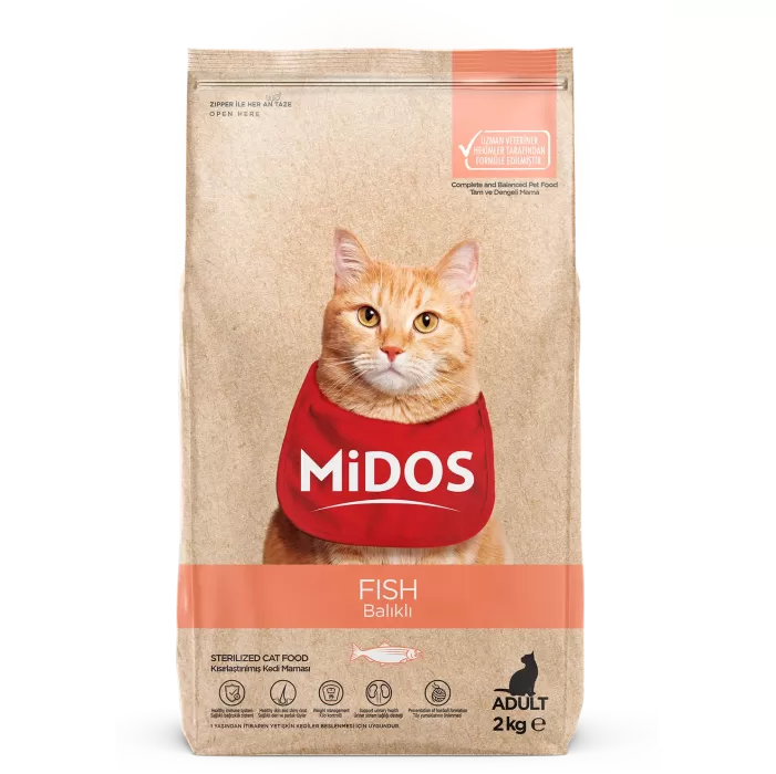 MİDOS Balıklı ve Pirinçli Kısırlaştırılmış Yetişkin Kedi 2kg